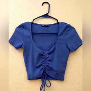 ZARA Crop Top Blue Medium Great condition! Used only twice